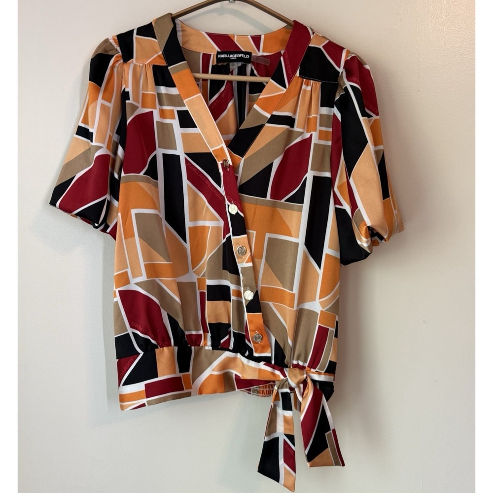 Karl Lagerfield Blouse Womens Size XS Multicolor‎ Mature Fairy Corporate Classic